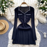 Slim-Fit Design Gray Knit Dress