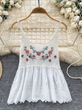 Delicate Crochet White Embroidered Camisole Top