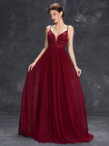 V Neck Backless Applique Tulle Prom Dress