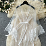 White Sheer Lace Bridal Summer Robe