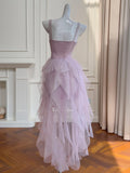 Delicate Lace Layers Light Purple Sling Dress