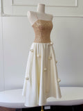 Sparkling Gold Sequin Strapless Party Dress