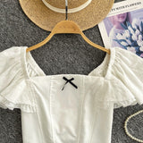 Lace Ruffle Sleeves White Off-Shoulder Corset Top