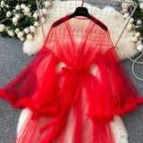 Fashion Flair Red Tulle Robe