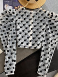 Puffy Long Sleeves Polka Dot Sheer Blouse