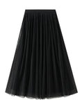 High Waist Pleated Gauze Skirt