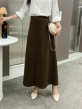 Brown High Waist Slim Mid-length Skirt