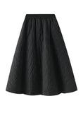 Elastic Waist Rhombic Woven Cotton Skirt