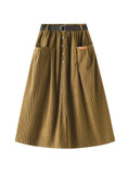 Corduroy Medium and Long High Waist Skirt