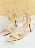 HIGH-HEELED HOLLOW CROSS STRAP SANDALS