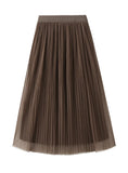 High Waist Pleated Gauze Skirt