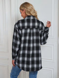 Women Casual Loose Plaid Shirt