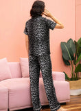 FASHION LEOPARD SHORT SLEEVE TROUSERS PAJAMAS