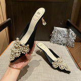 THIN-HEELED POINTED SHALLOW SHOUTH SLIPPER