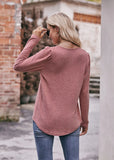 Casual Bubble Sleeve Pleated Long Sleeve T-shirt