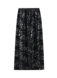 Solid Sequined Elastic Waist Skirt