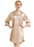 LOOSE SILK PAJAMAS V-NECK NIGHTGOWN