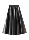 Elastic Waist Leather Pocket Skirt