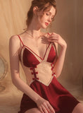 SEXY BOW LACE PERSPECTIVE SUSPENDER NIGHTDRESS