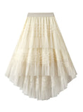 Hi Lo Irregular Splicing Gauze Skirt