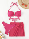 LOVE HEART JEWELRY THREE-PIECE SWIMSUIT BIKINI