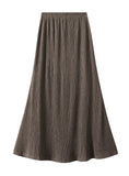 Retro Solid Color Pleated Skirt