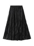 High Waist Wrinkle Middle Long Skirt