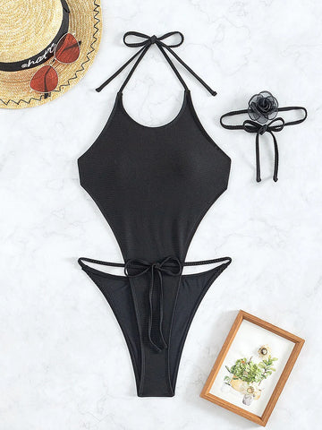 ONE-PIECE SWIMSUIT THREE-DIMENSIONAL BOW-TIE BIKINI