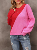 Fuchsia Pullover Loose Sweater