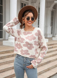 Long Sleeve Short Flower Pullover Sweater