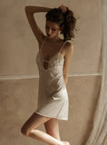 SEXY SPLIT HOLLOW PURE PAJAMAS SLING NIGHTDRESS