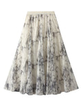 Ink Wash Gauze Printed Skirt