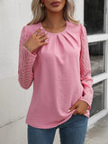 Round Neck Pleated Long Sleeve Shirt