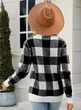 Long Sleeve Round Neck Plaid Sweater