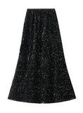 Long Sequined Velvet Fishtail Skirt