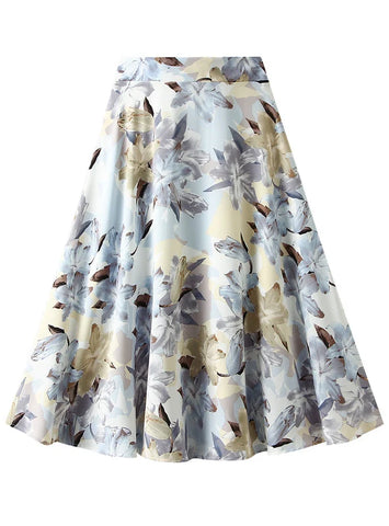 Retro Oil Painting High Waist Floral Skirt