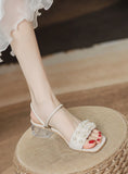 WEAR THICK HEELS PEARLS SANDALS