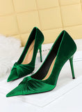 HIGH HEEL POINTED SUEDE BOW SHOES