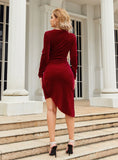 SEXY VELVET V-NECK SPLIT IRREGULAR DRESS