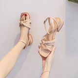 THICK HEELS PEARL PLATFORM SANDALS