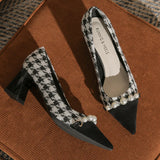 HOUNDSTOOTH SQUARE POINTED SHALLOW SHOES