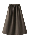 Mid-length High Waist Pleated Skirt