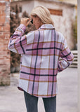 Autumn and Winter Casual Plaid Loose Pocket Coat