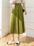 High Waist and Long Slim Pleated Skirt