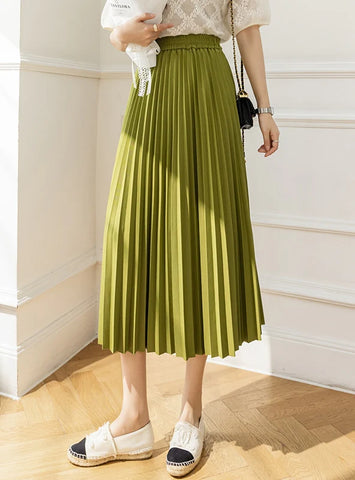 High Waist and Long Slim Pleated Skirt