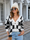 Spliced Plaid Sweater Top