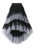 Irregular Gauze Color Matching Cake Skirt