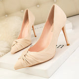 SHALLOW-MOUTHED POINTED BOW HIGH HEELS