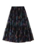 High Waist and Slim Gradient Tie-dyed Gauze Skirt