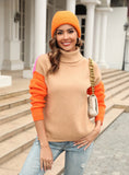 Stitching Fashion Turtleneck Pullover Sweater